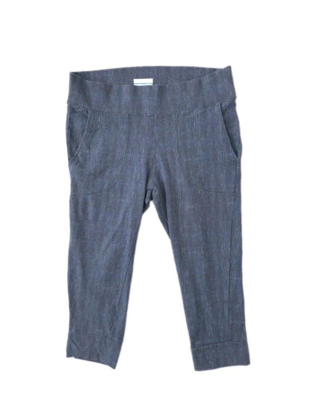 Columbia Pants Womens Large Capri Blue Mid Knit Stretch Logo Cropped Leggings